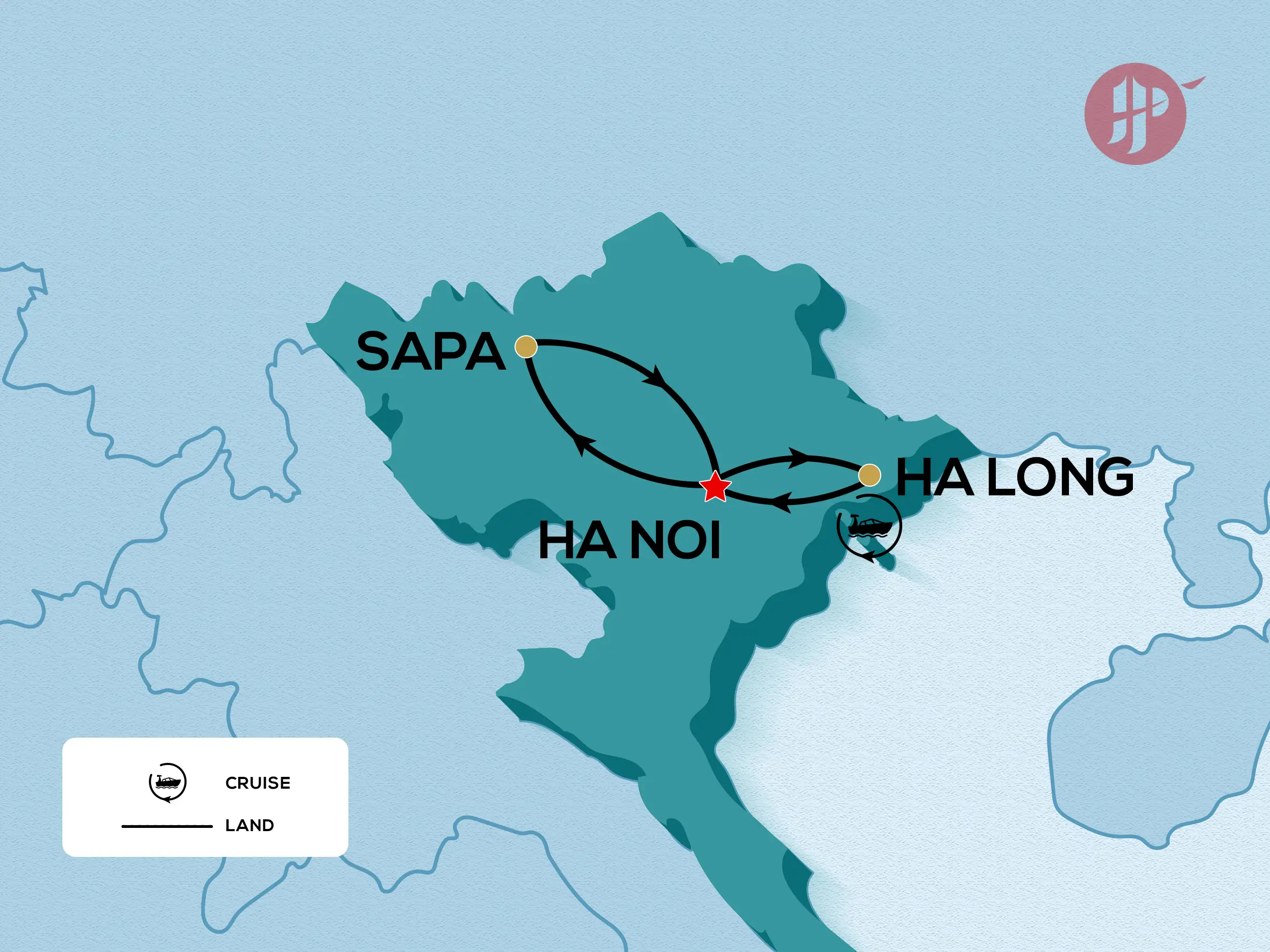 flight route of Highlights of the North tour