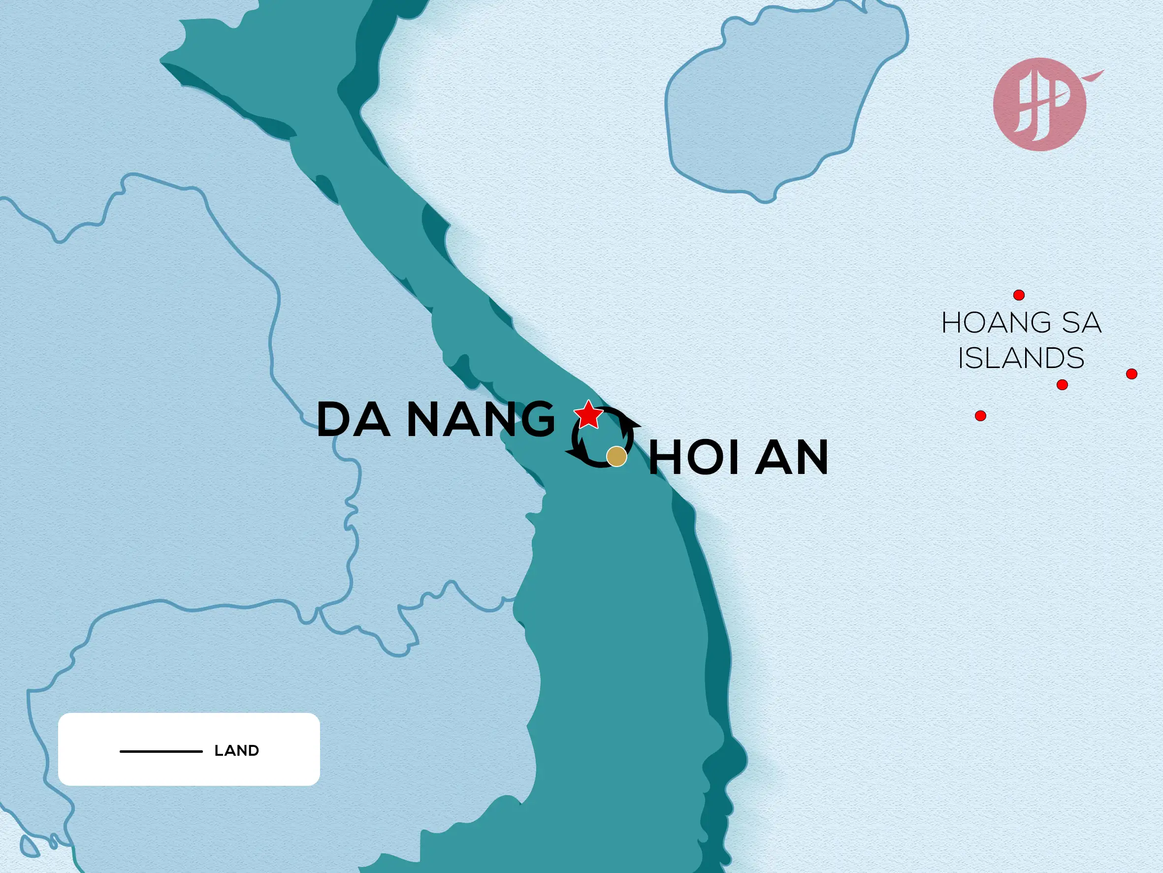 flight route of Highlights of Central Vietnam tour